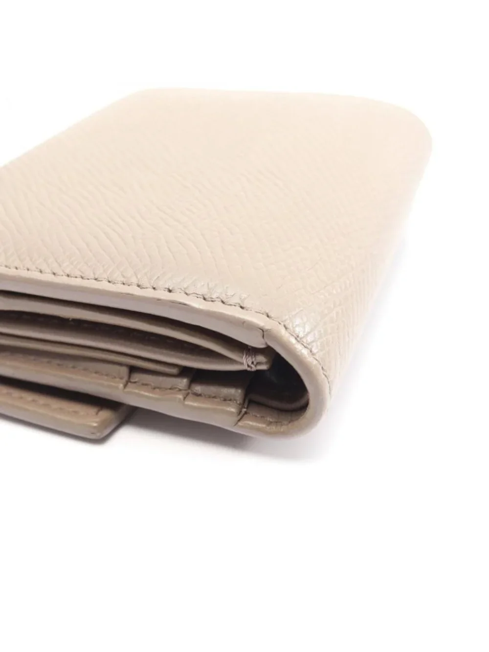 Celine Trifold Wallet Small Gray Beige Leather